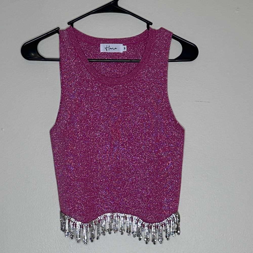 a.n.a Shimmering Magenta Top